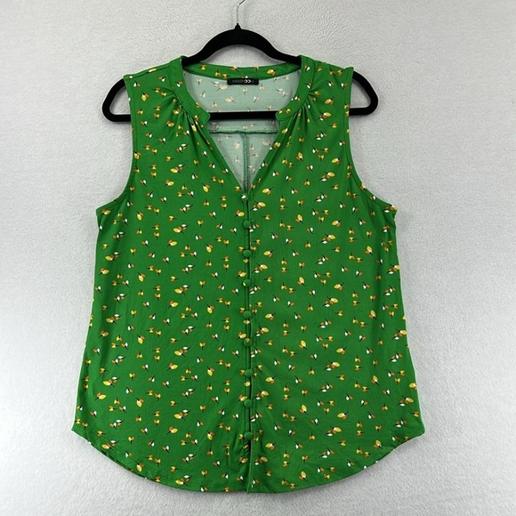 Papermoon Tops - Papermoon (Stitch Fix) Women’s Top/Blouse Sz L Green V-neck Button Front NWOT